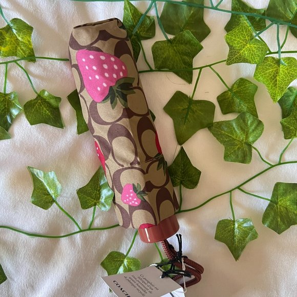 coach Mini Umbrella In Signature Wild Strawberry Print ci017 - Picture 1 of 4